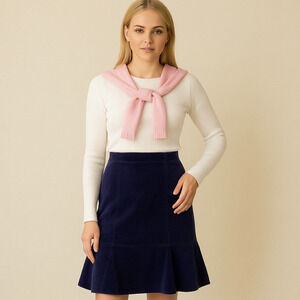 Vintage Y2K Boden Velvet Trumpet Skirt Size 6 Blue Pleated Whimsigoth Witchy Emo